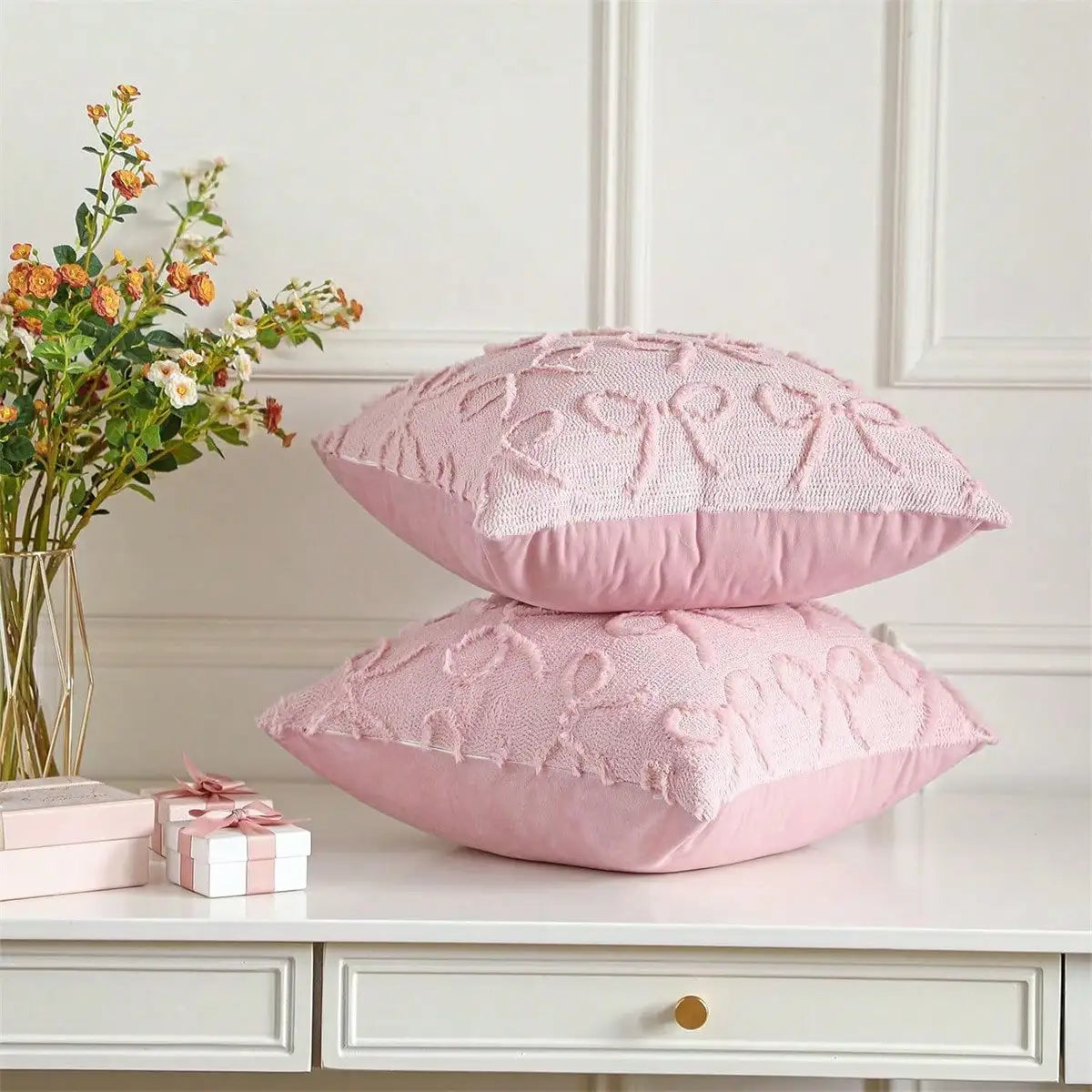 Bow Pillow Covers Beautiful Plush Cushion Covers Pillow