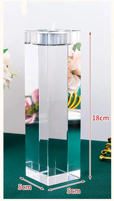 Fashion Luxury Candle Holders Solid Crystal Clear Square Glass