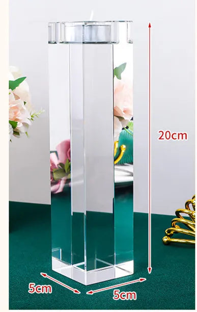 Fashion Luxury Candle Holders Solid Crystal Clear Square Glass
