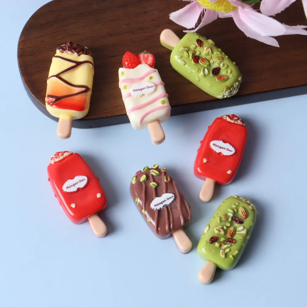 Cartoon Ice Cream Dessert Flatback Popsicle Decoration Jewelry