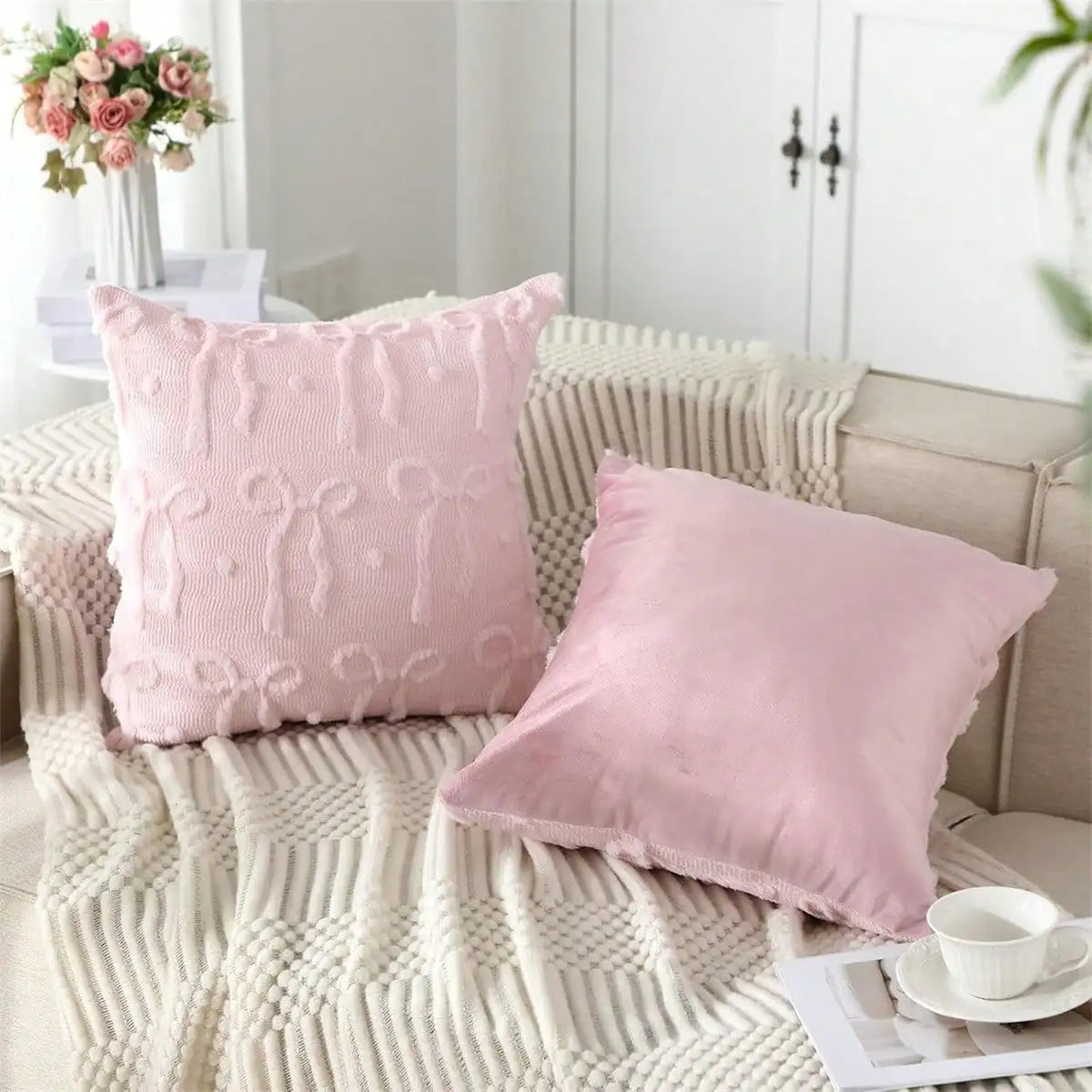 Bow Pillow Covers Beautiful Plush Cushion Covers Pillow