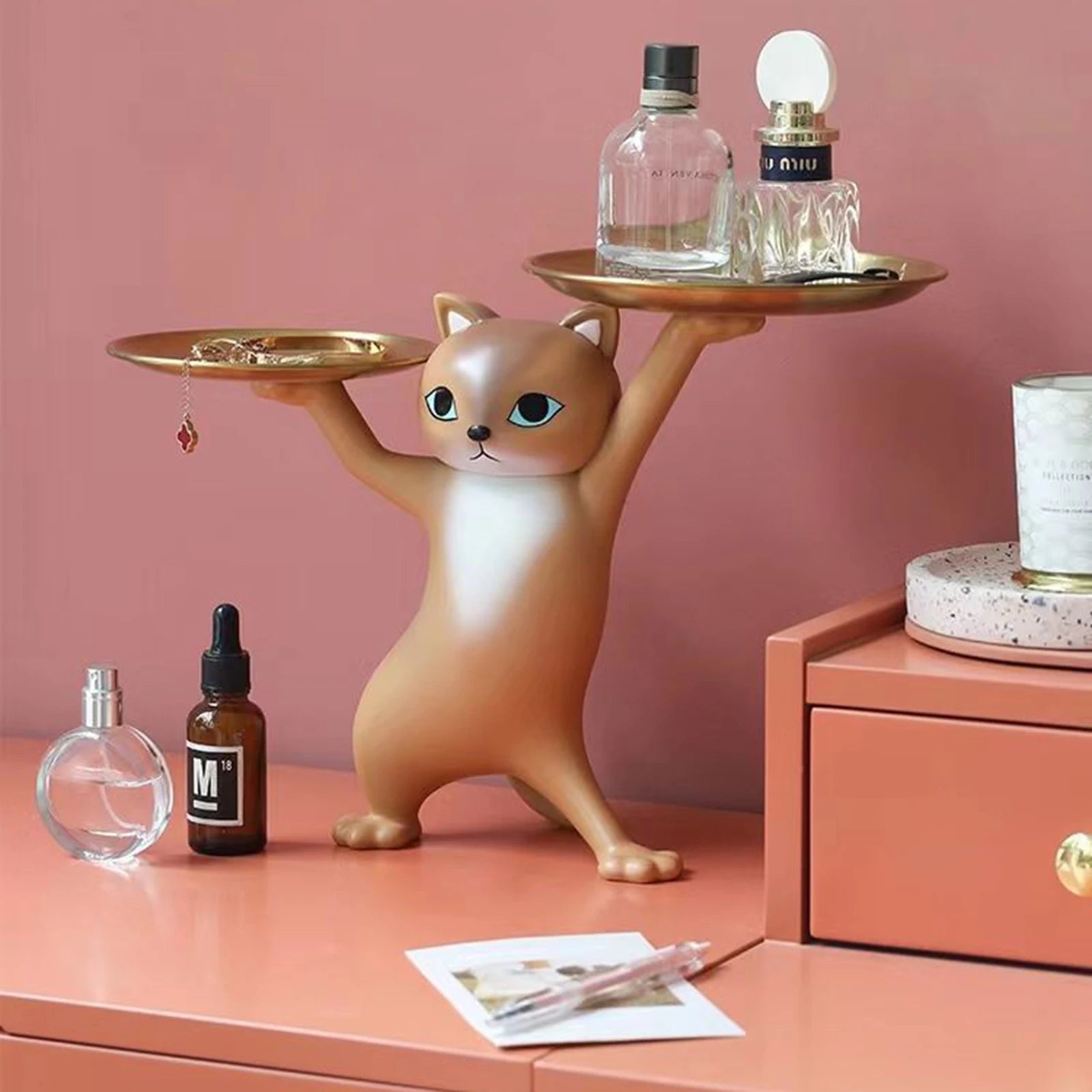 Resin Desktop Candy Storage Container Art Crafts Kitten Jewelry