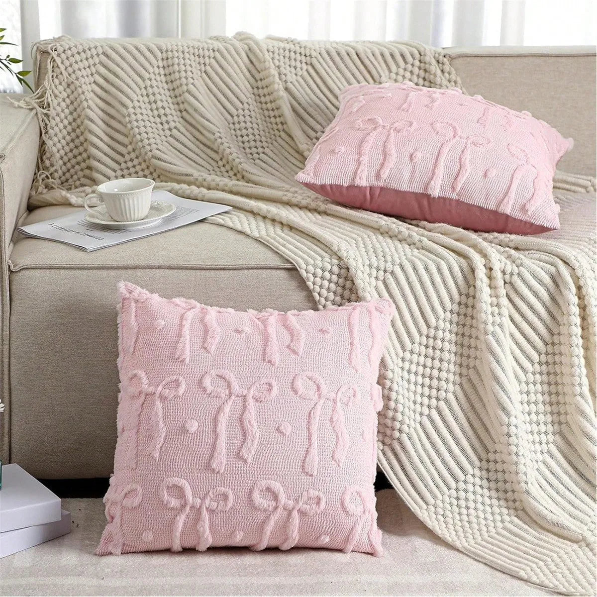 Bow Pillow Covers Beautiful Plush Cushion Covers Pillow