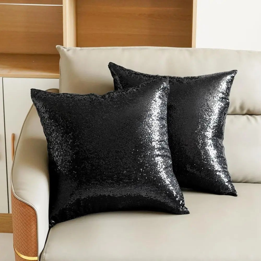 Black Throw Pillow Covers Sequin Decorative Pillow Covers