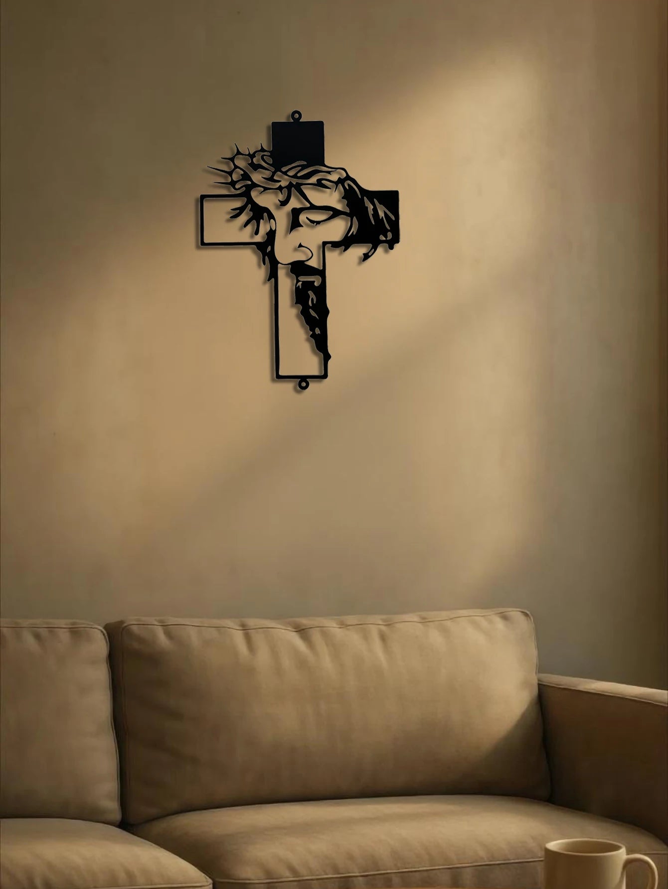 Metal Cross Wall Art Weatherproof Powder Coated Iron Sign