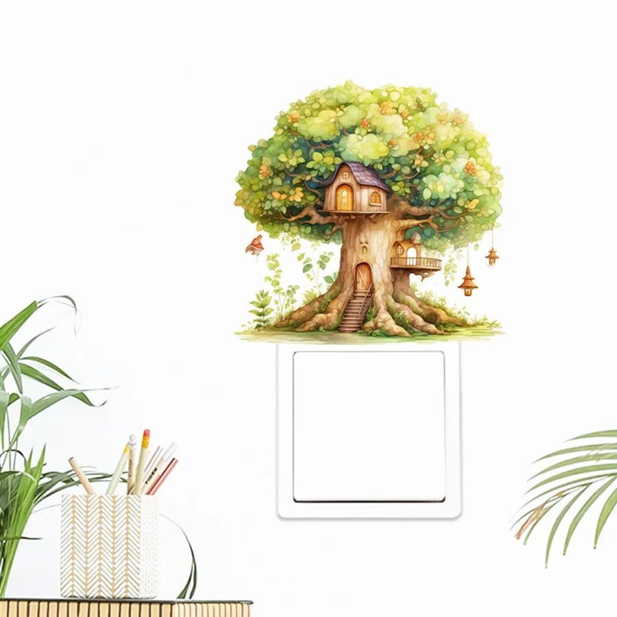 vintage garden House Switch Wall Sticker PVC Removable Waterproof