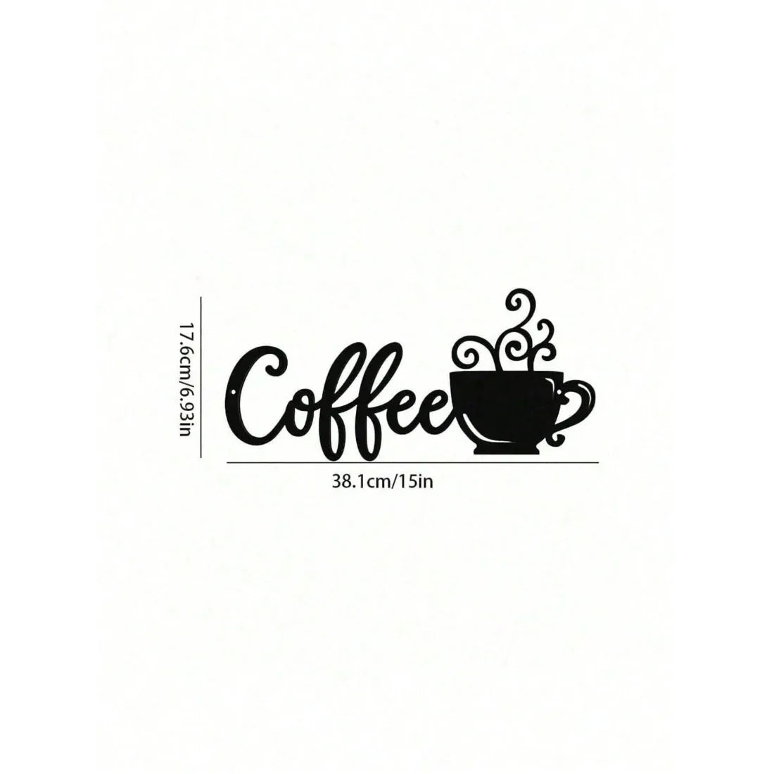 Matte Black Metal Wall Art Sign Minimalist Coffee Cup Decor