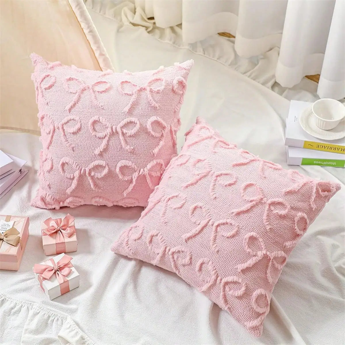 Bow Pillow Covers Beautiful Plush Cushion Covers Pillow