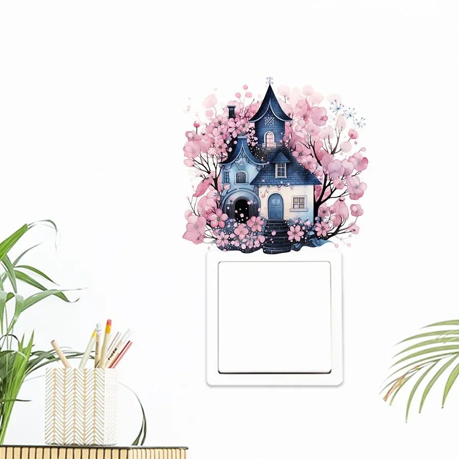vintage garden House Switch Wall Sticker PVC Removable Waterproof