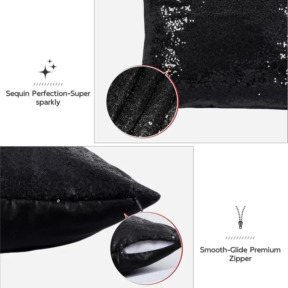 Black Throw Pillow Covers Sequin Decorative Pillow Covers