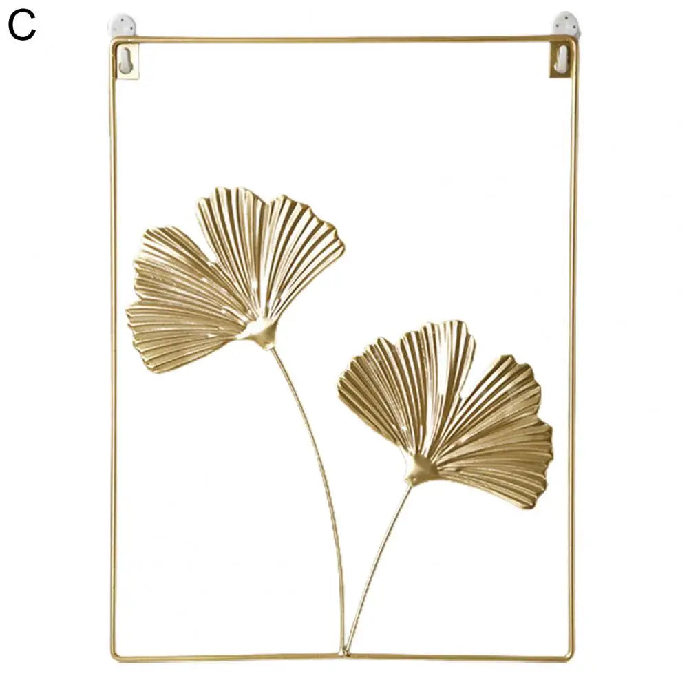 Wall Sturdy Chic Elegant Iron Ginkgo Monstera Painted Wall