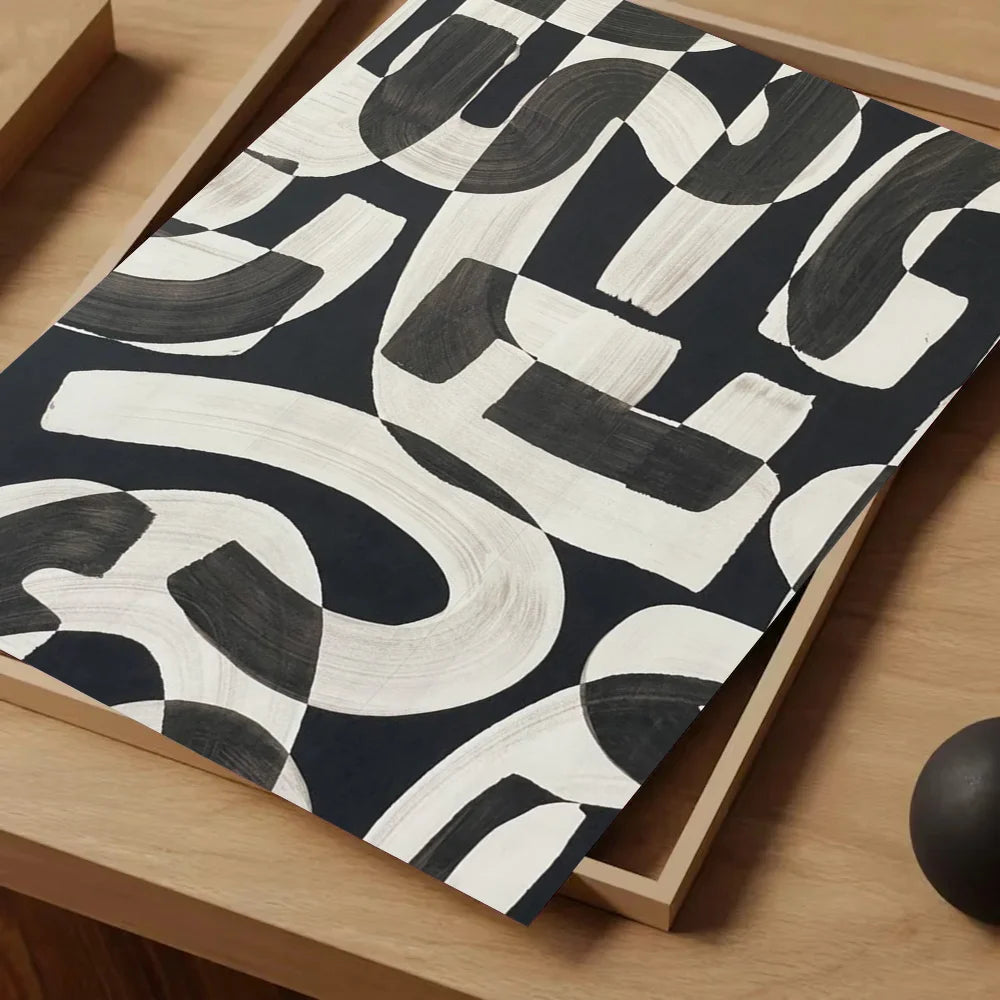 Black and White Simple Style Textured Abstract Painting Poster