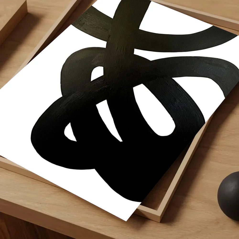 Black and White Simple Style Textured Abstract Painting Poster