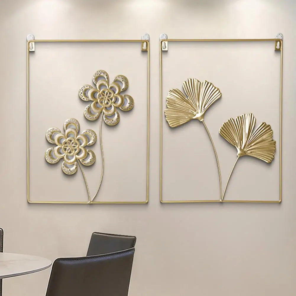 Wall Sturdy Chic Elegant Iron Ginkgo Monstera Painted Wall