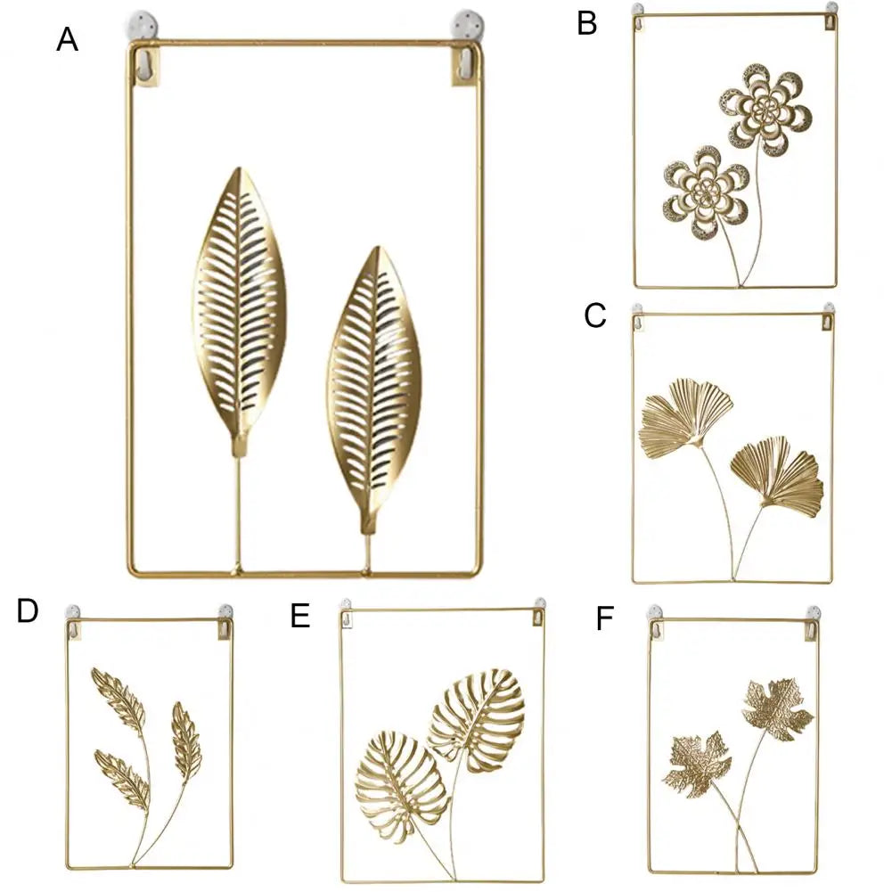 Wall Sturdy Chic Elegant Iron Ginkgo Monstera Painted Wall