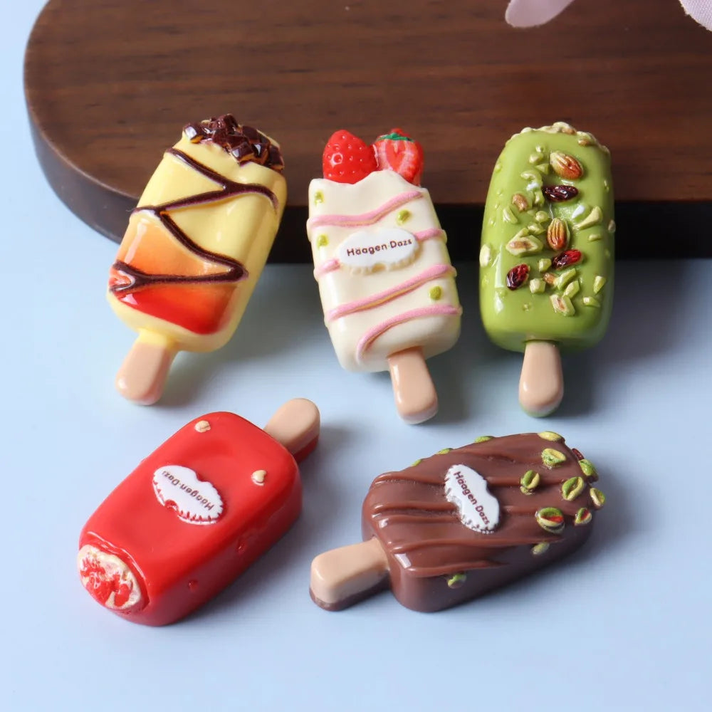Cartoon Ice Cream Dessert Flatback Popsicle Decoration Jewelry