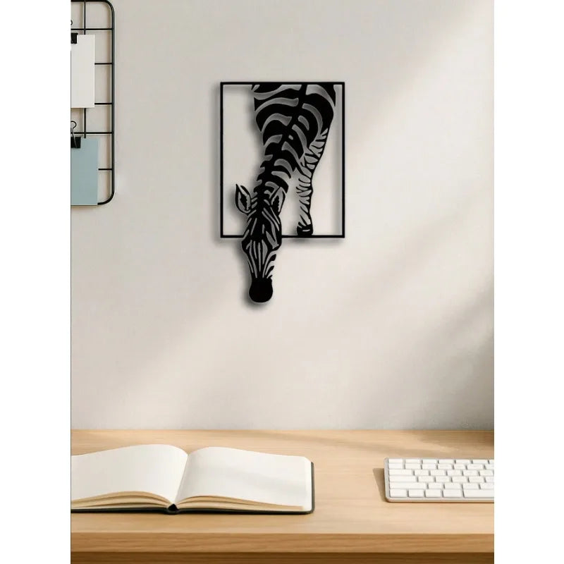 Elegant Minimalist Zebra Metal Wall Art Iron Craft Hanging Sign