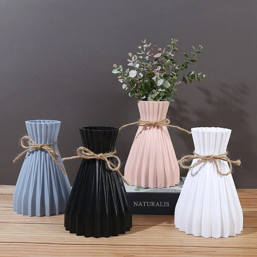 European Pleated Vase Plastic Waist Folding Flower