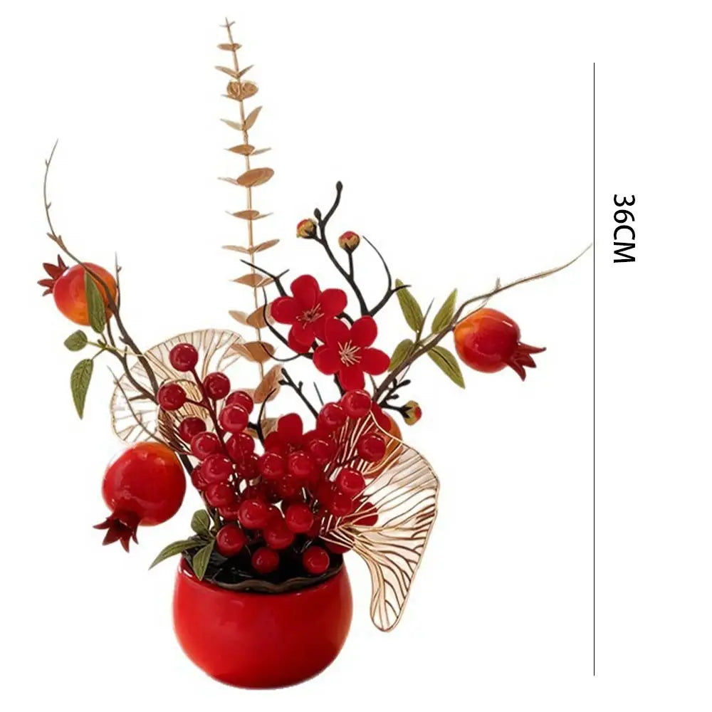 Red Persimmon Artificial Potted Plant New Year Spring Home Decor