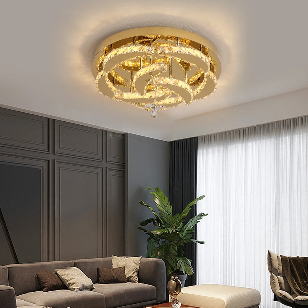 Luxury Gold Crystal Ceiling Lamp Dimmable Led Chandelier