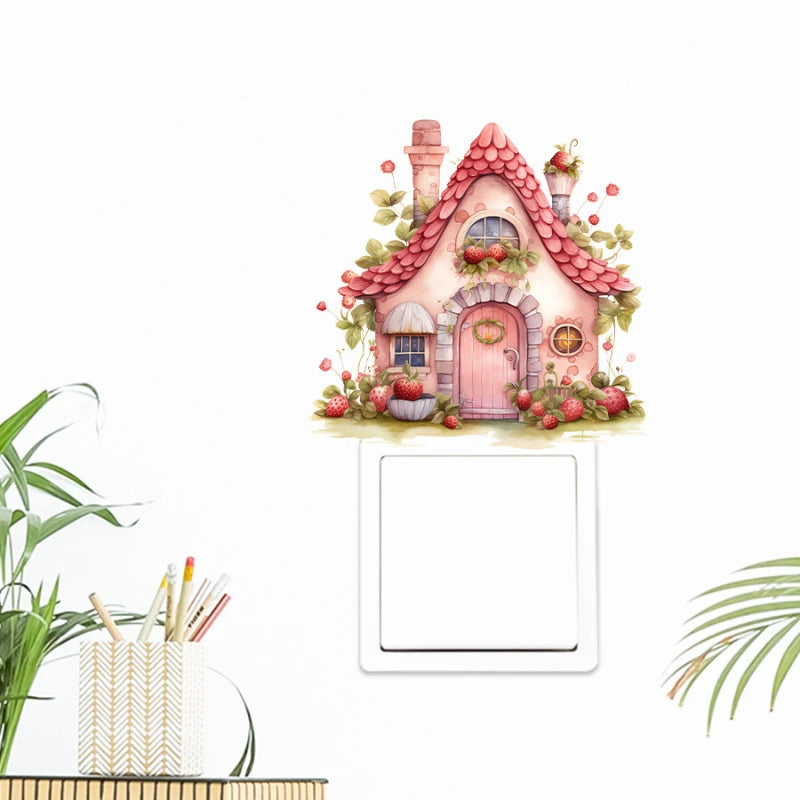 vintage garden House Switch Wall Sticker PVC Removable Waterproof