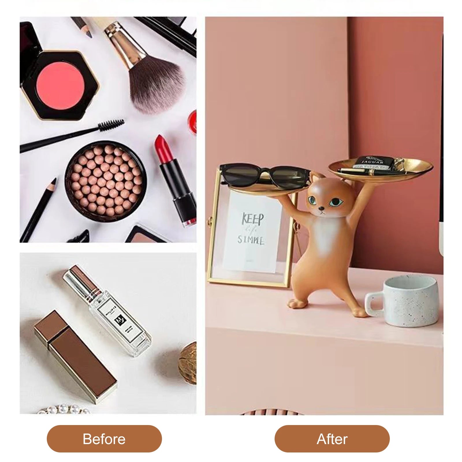 Resin Desktop Candy Storage Container Art Crafts Kitten Jewelry