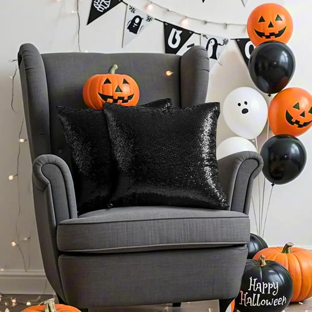 Black Throw Pillow Covers Sequin Decorative Pillow Covers