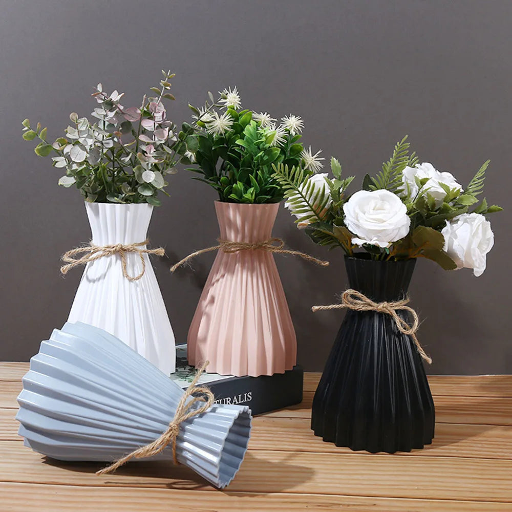 European Pleated Vase Plastic Waist Folding Flower