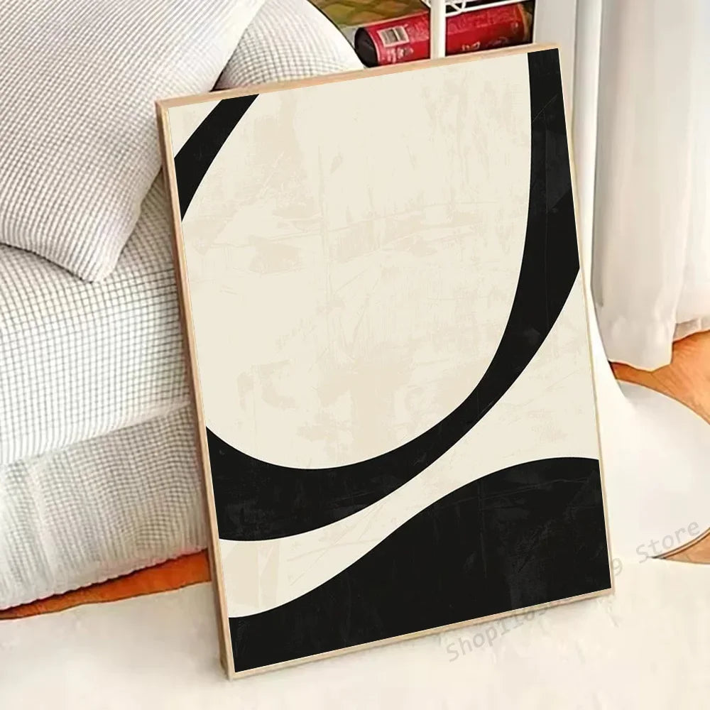 Black and White Simple Style Textured Abstract Painting Poster