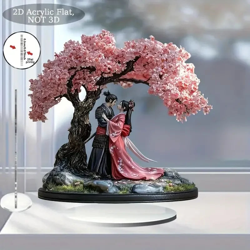 Geisha and Samurai Sakura Desktop Decoration Traditional Decora