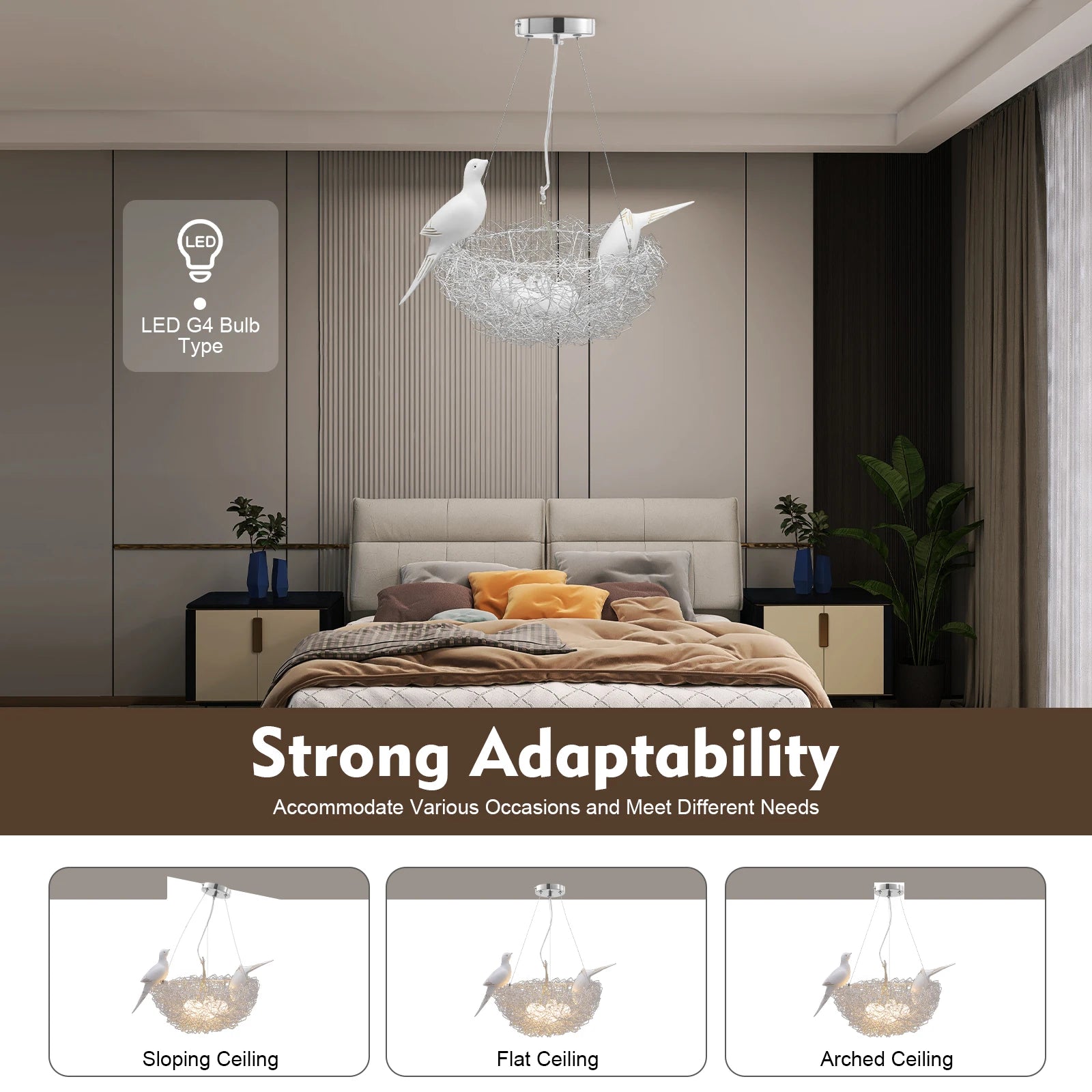 Light bird's nest Crystal Chandeliers Branches Pendant Light