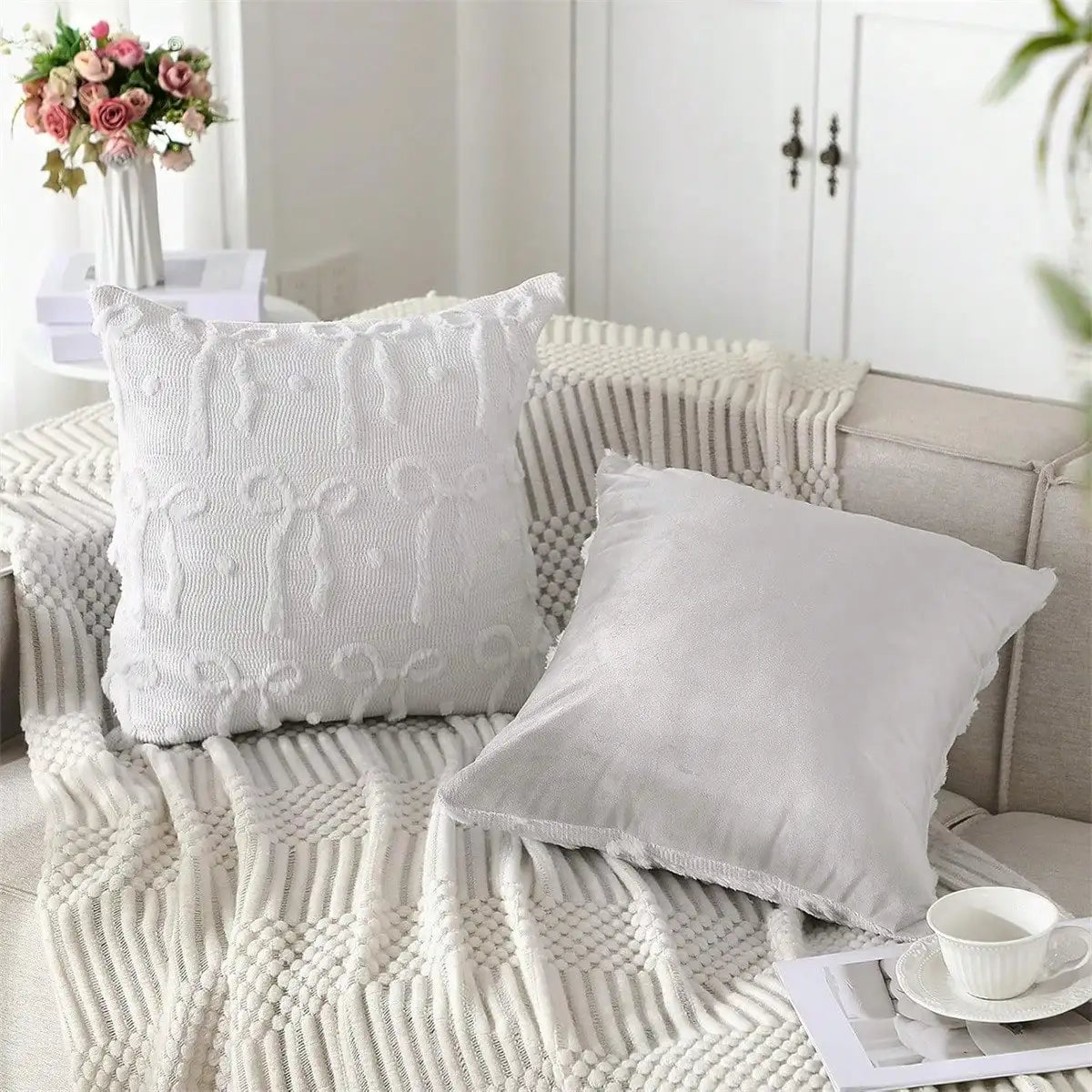 Bow Pillow Covers Beautiful Plush Cushion Covers Pillow