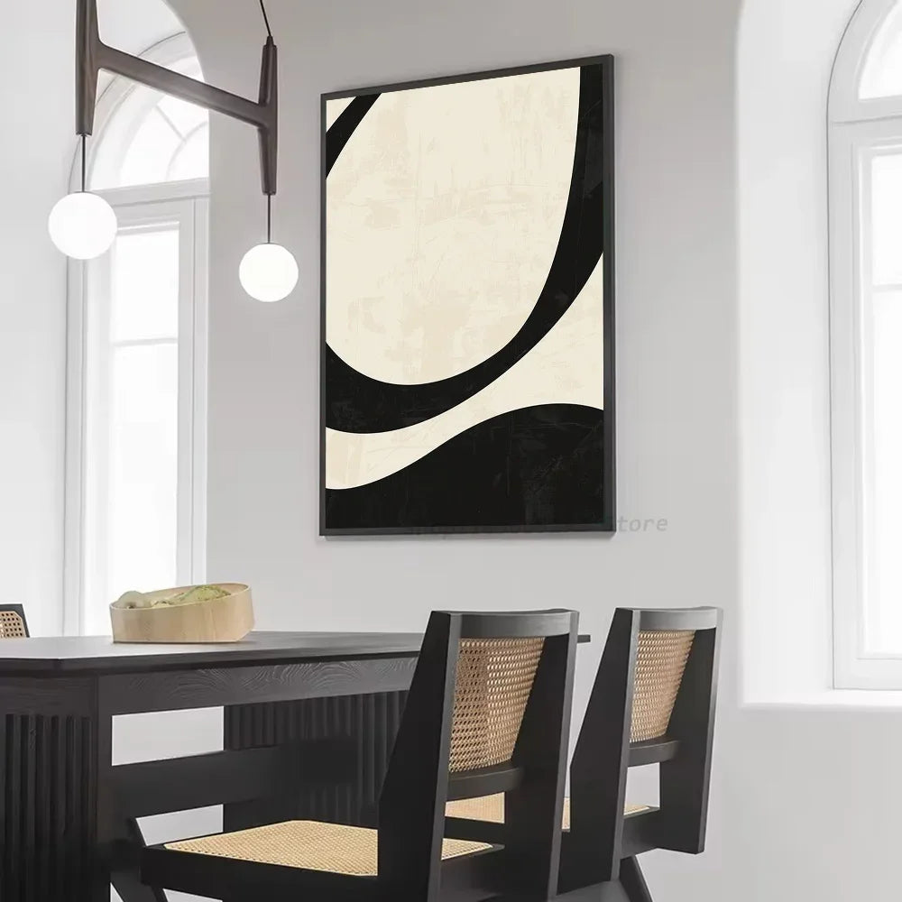 Black and White Simple Style Textured Abstract Painting Poster