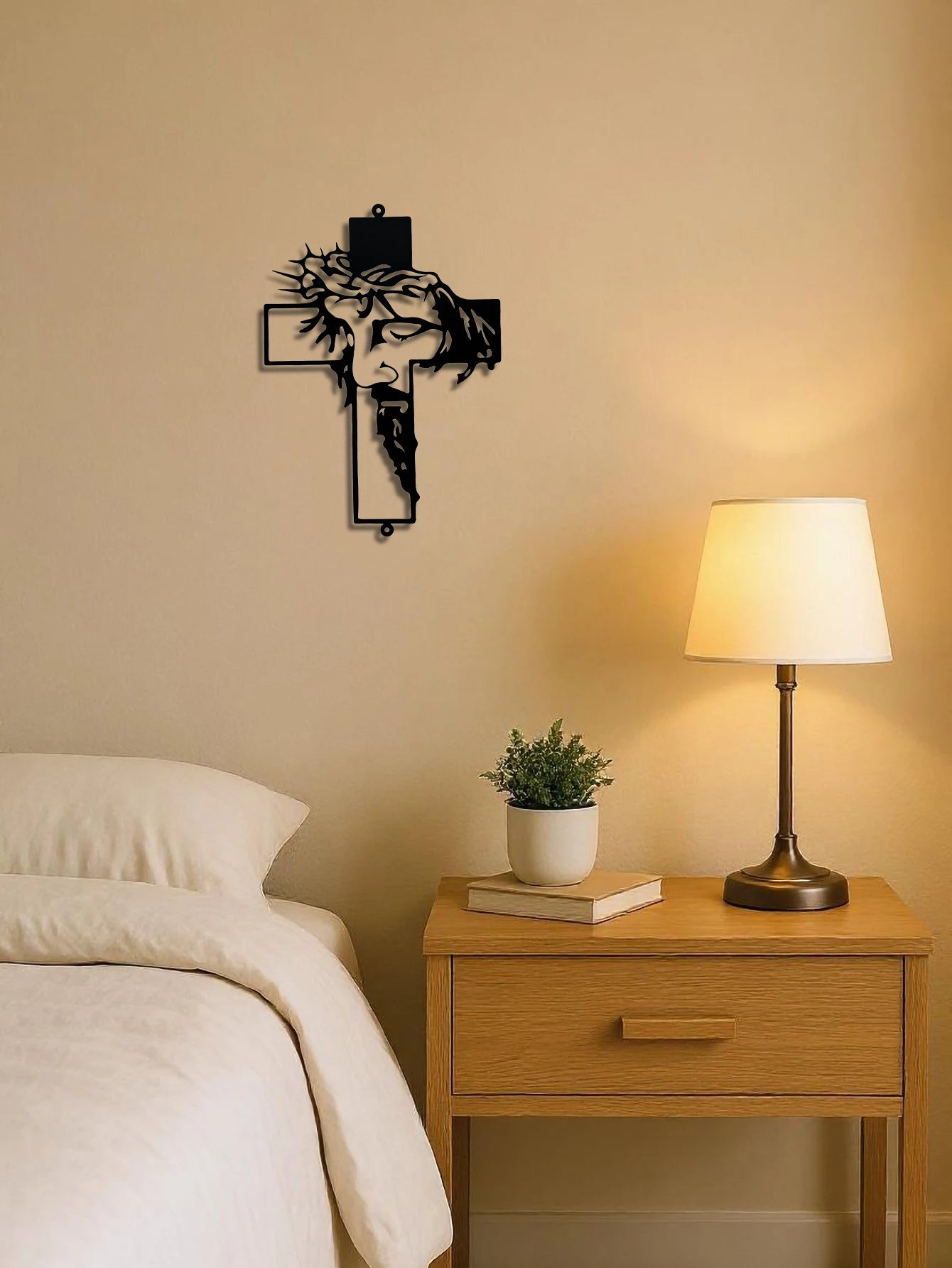 Metal Cross Wall Art Weatherproof Powder Coated Iron Sign