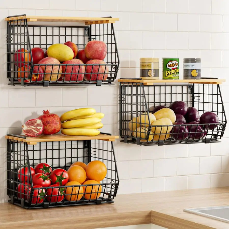 Wire Fruit Basket for Kitchen Storage Hanging and Counter Basket