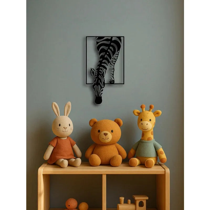 Elegant Minimalist Zebra Metal Wall Art Iron Craft Hanging Sign