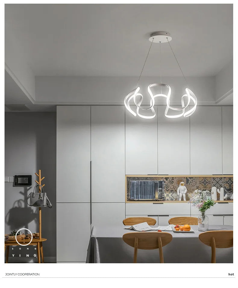Pendant Light Nordic Twisted Led Chandelier Ceiling Lamp