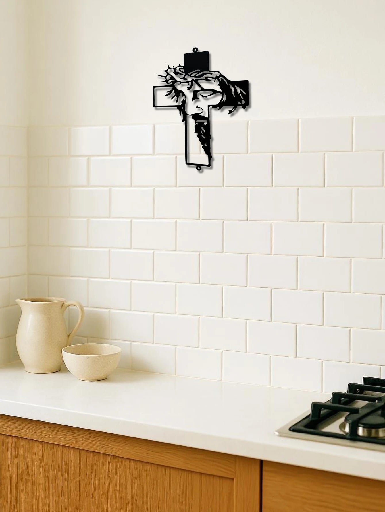 Metal Cross Wall Art Weatherproof Powder Coated Iron Sign