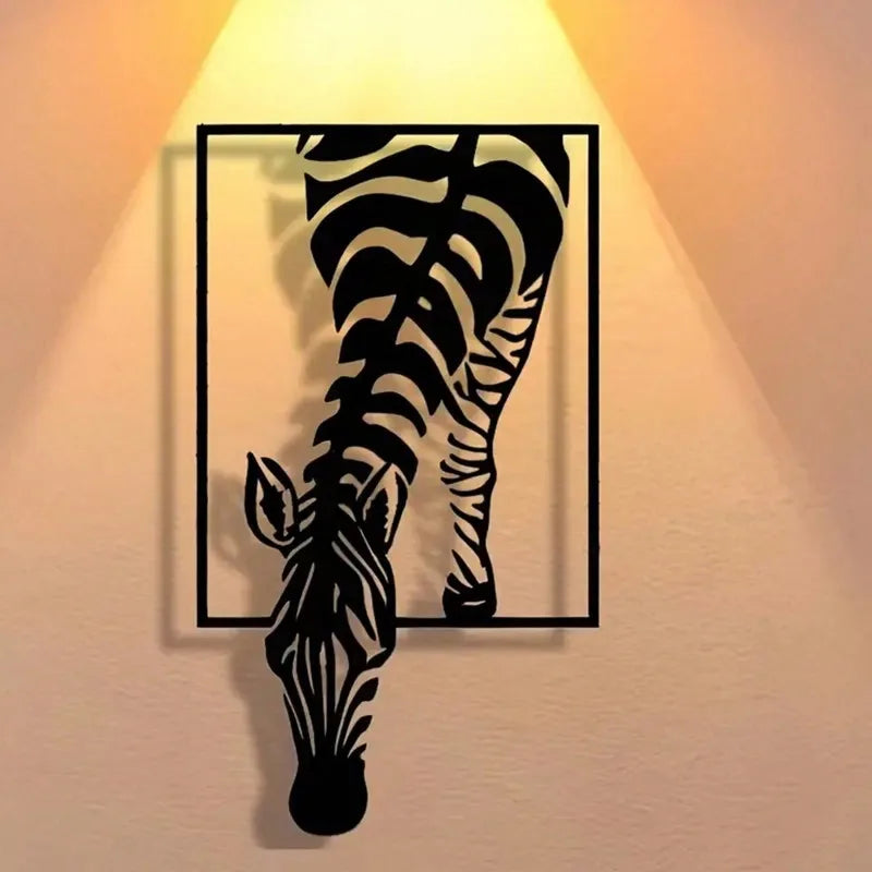 Elegant Minimalist Zebra Metal Wall Art Iron Craft Hanging Sign