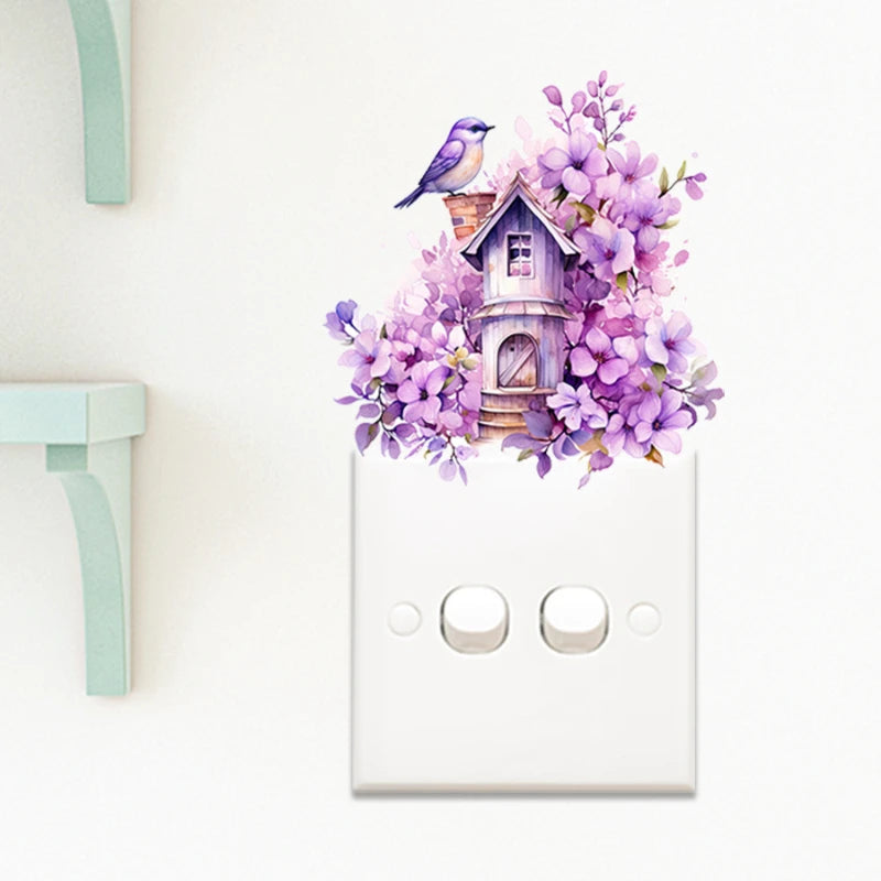 vintage garden House Switch Wall Sticker PVC Removable Waterproof