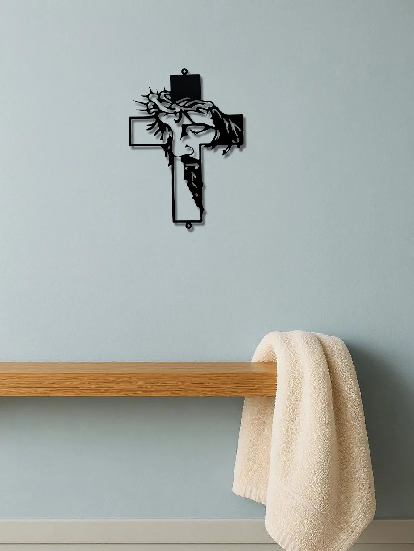 Metal Cross Wall Art Weatherproof Powder Coated Iron Sign