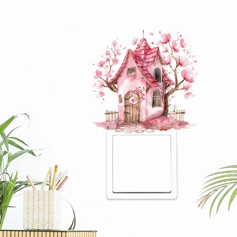 vintage garden House Switch Wall Sticker PVC Removable Waterproof