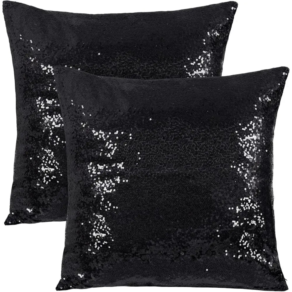 Black Throw Pillow Covers Sequin Decorative Pillow Covers