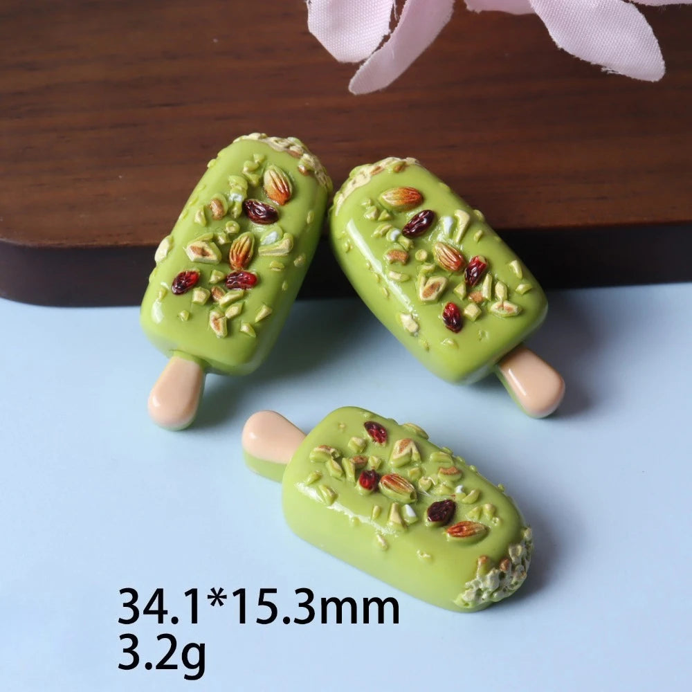 Cartoon Ice Cream Dessert Flatback Popsicle Decoration Jewelry