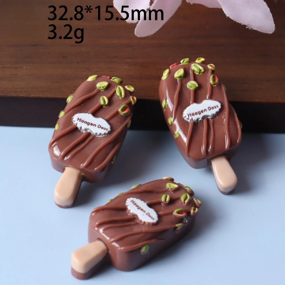 Cartoon Ice Cream Dessert Flatback Popsicle Decoration Jewelry