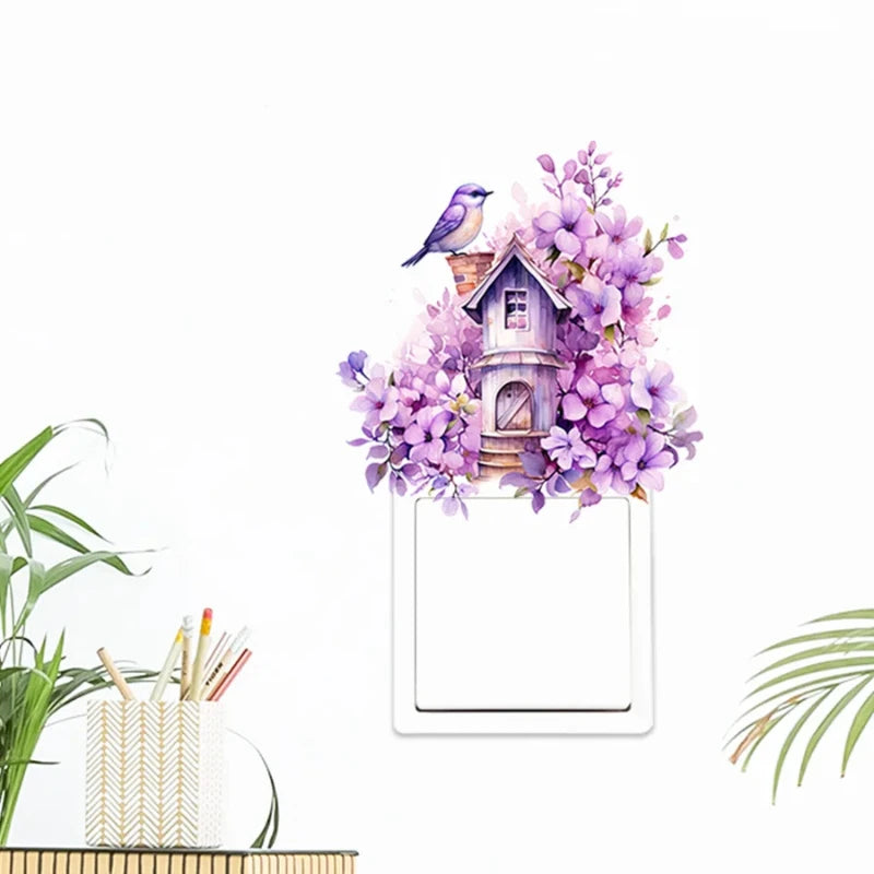 vintage garden House Switch Wall Sticker PVC Removable Waterproof