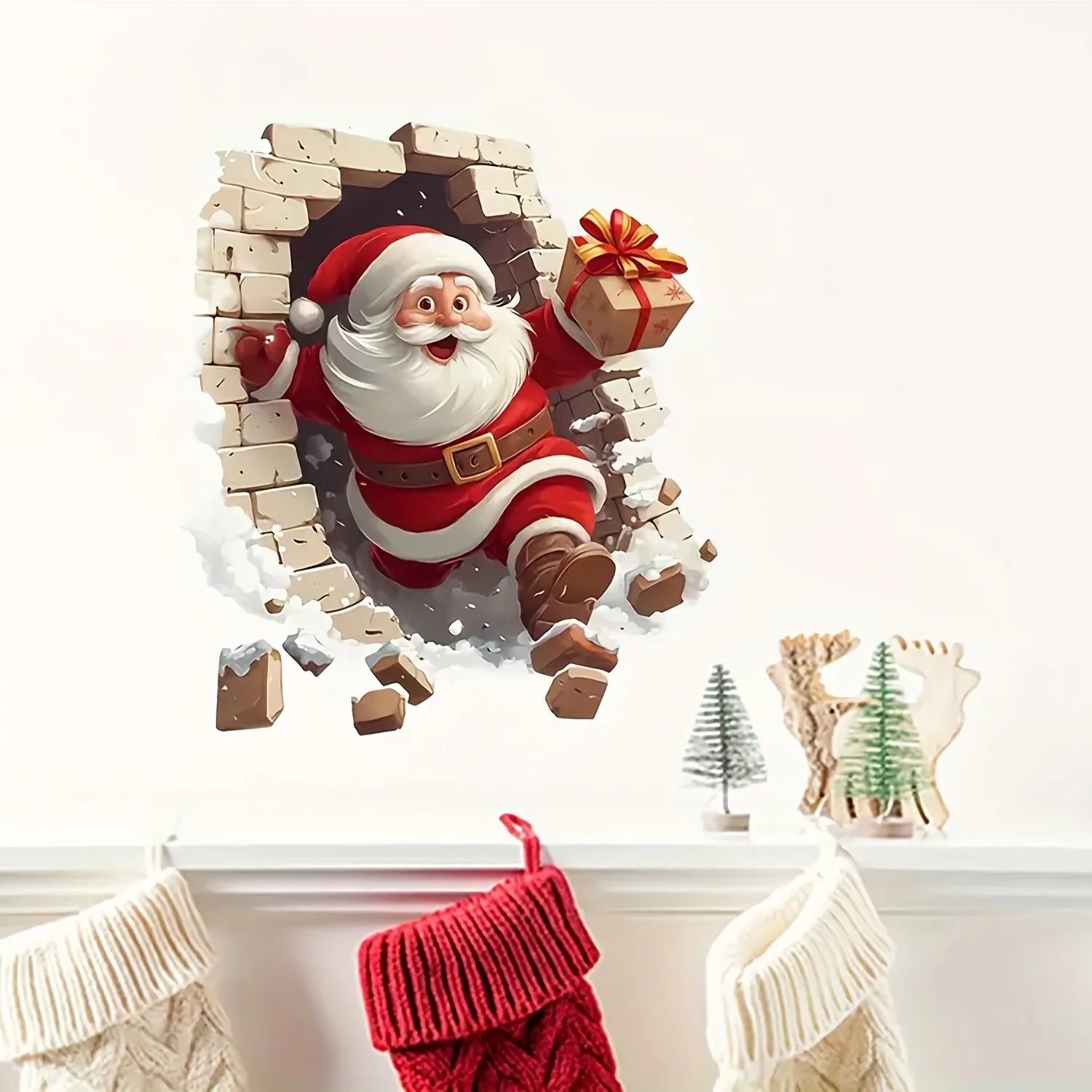 Santa Claus Wall Decal  Removable Christmas Sticker decor
