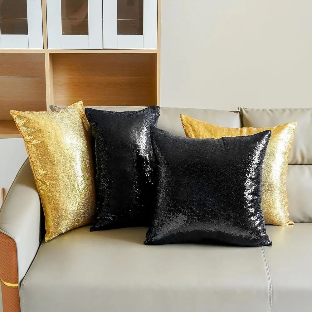 Black Throw Pillow Covers Sequin Decorative Pillow Covers