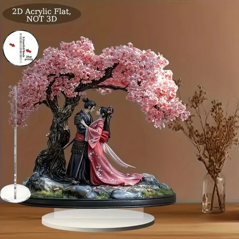 Geisha and Samurai Sakura Desktop Decoration Traditional Decora