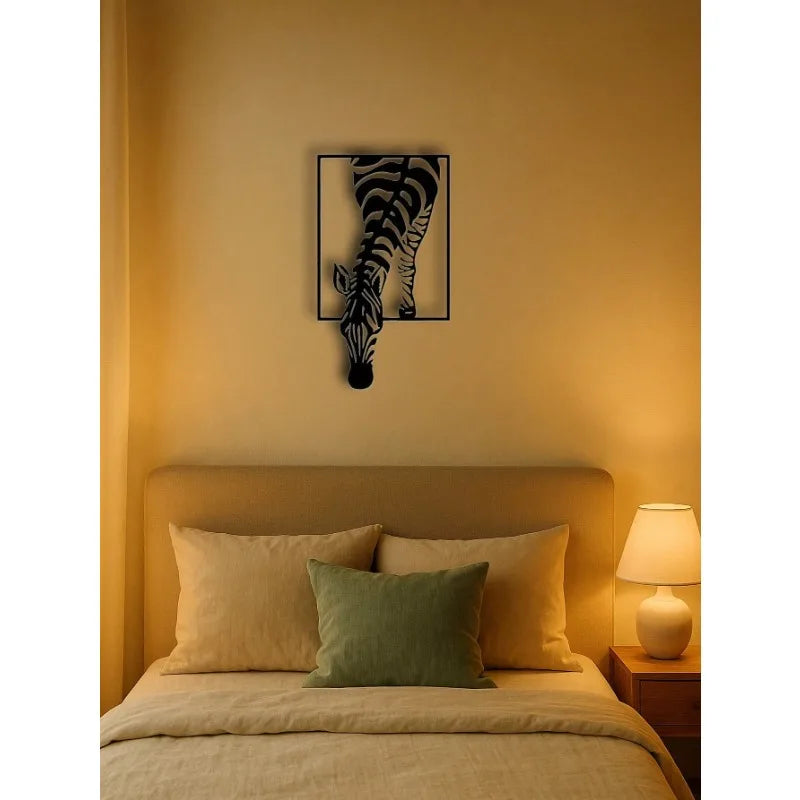 Elegant Minimalist Zebra Metal Wall Art Iron Craft Hanging Sign
